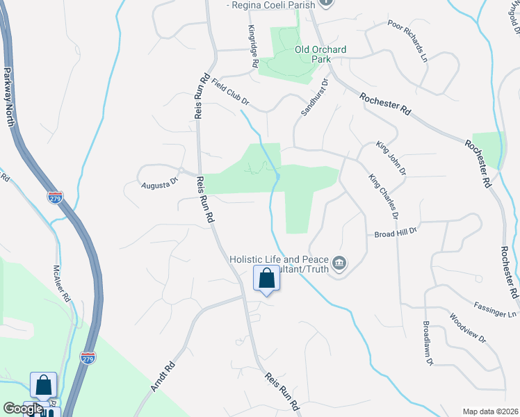 map of restaurants, bars, coffee shops, grocery stores, and more near 1612 White Oak Ct in Pittsburgh