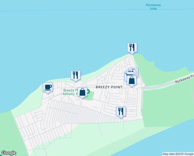 map of restaurants, bars, coffee shops, grocery stores, and more near 208-8 Rock Point Boulevard in Queens