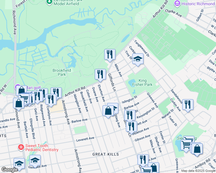 map of restaurants, bars, coffee shops, grocery stores, and more near 185 Gurley Avenue in Staten Island