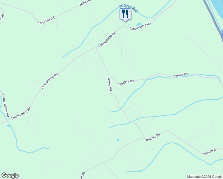 map of restaurants, bars, coffee shops, grocery stores, and more near 268 Fireline Road in Kintnersville