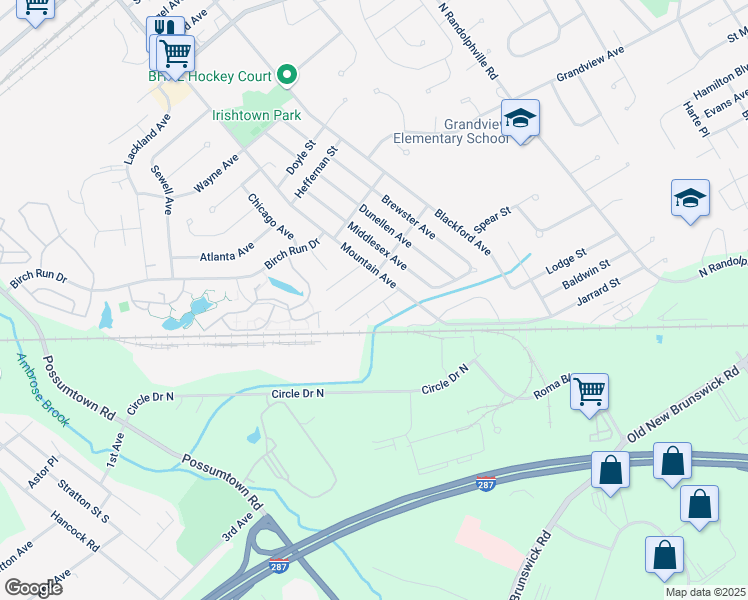 map of restaurants, bars, coffee shops, grocery stores, and more near 18 Locust Avenue in Piscataway