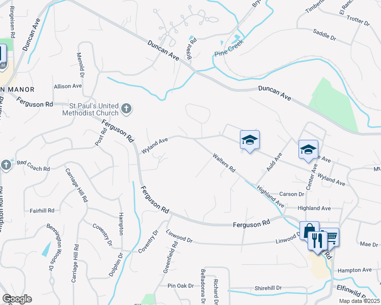 map of restaurants, bars, coffee shops, grocery stores, and more near 2224 Walters Road in Allison Park