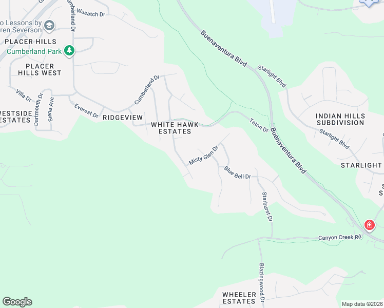 map of restaurants, bars, coffee shops, grocery stores, and more near 3000-3210 Misty Glen Drive in Redding