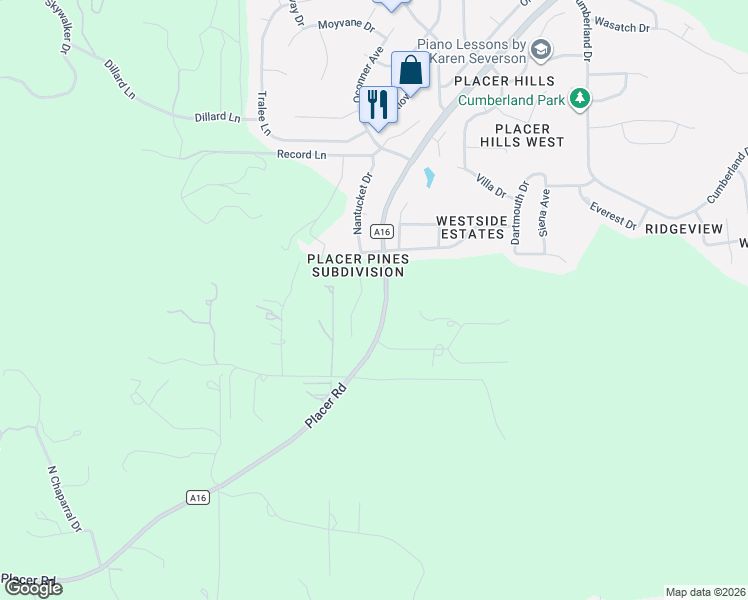 map of restaurants, bars, coffee shops, grocery stores, and more near 4661 Nantucket Drive in Redding