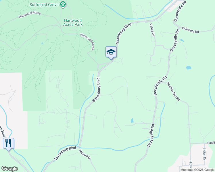 map of restaurants, bars, coffee shops, grocery stores, and more near 3105 Westchester Drive in Pittsburgh