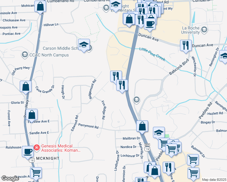map of restaurants, bars, coffee shops, grocery stores, and more near 11 Duncan Avenue in Pittsburgh