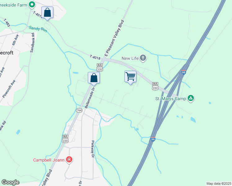 map of restaurants, bars, coffee shops, grocery stores, and more near 232 Parshall Lane in Altoona