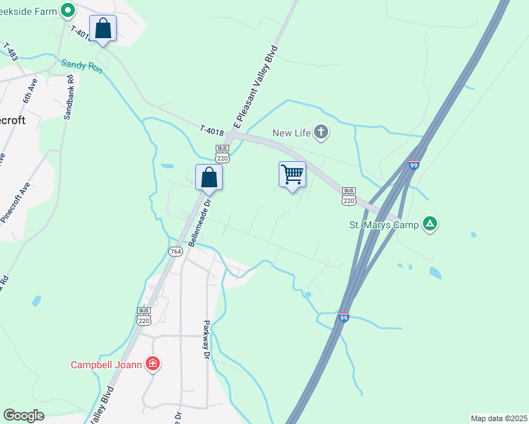 map of restaurants, bars, coffee shops, grocery stores, and more near 232 Parshall Lane in Altoona