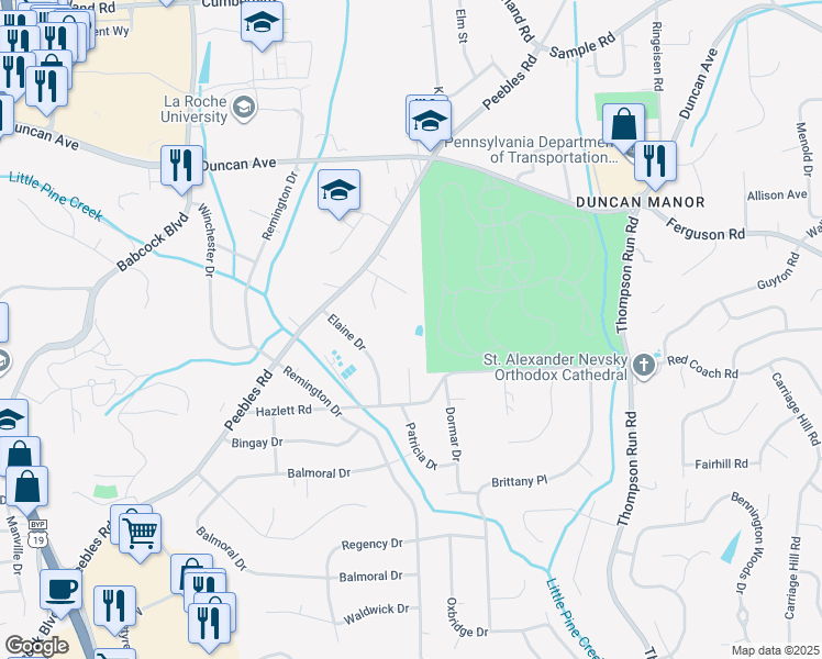 map of restaurants, bars, coffee shops, grocery stores, and more near 8312 Tanglewood Road in Pittsburgh