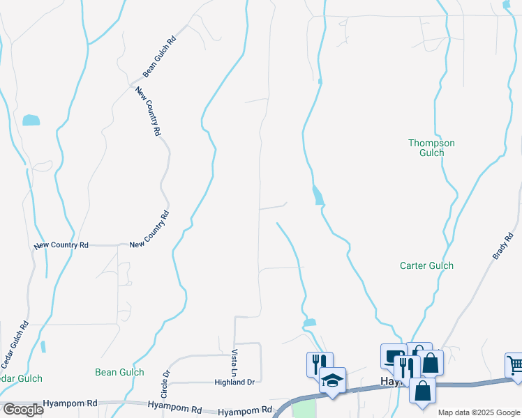 map of restaurants, bars, coffee shops, grocery stores, and more near North Vista Lane in Hayfork
