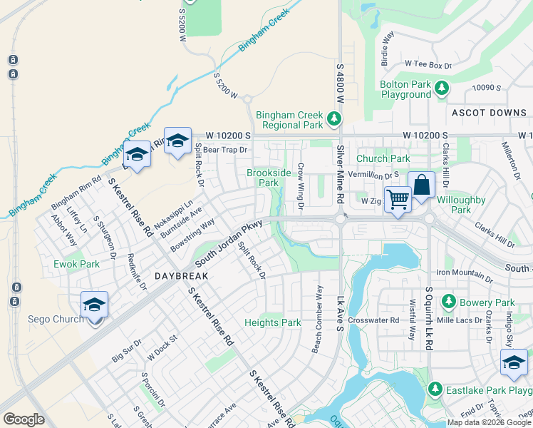 map of restaurants, bars, coffee shops, grocery stores, and more near 10361 South Otter Trail Drive in South Jordan