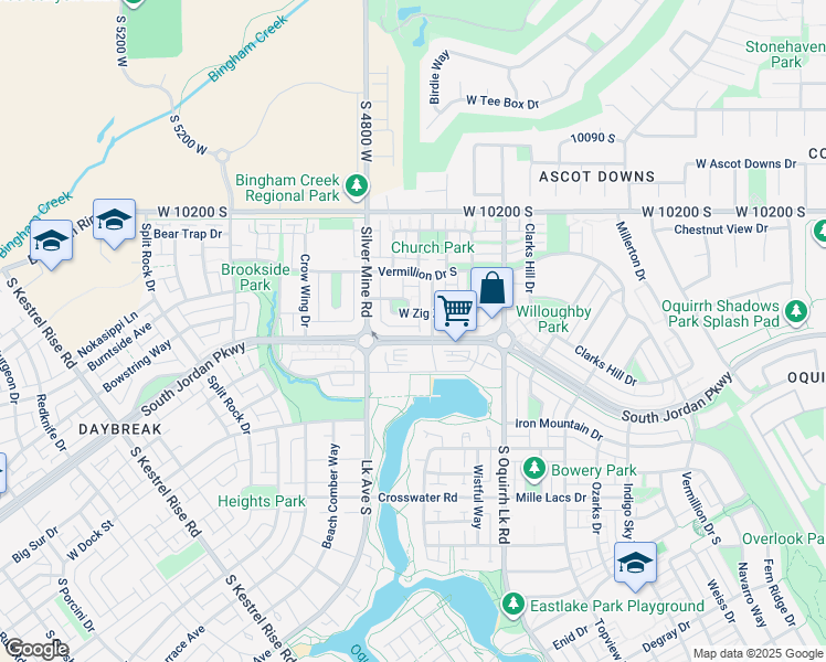 map of restaurants, bars, coffee shops, grocery stores, and more near 4712 South Jordan Parkway West in South Jordan