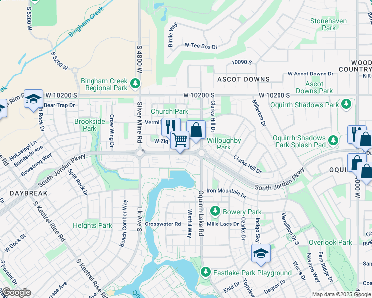 map of restaurants, bars, coffee shops, grocery stores, and more near in South Jordan
