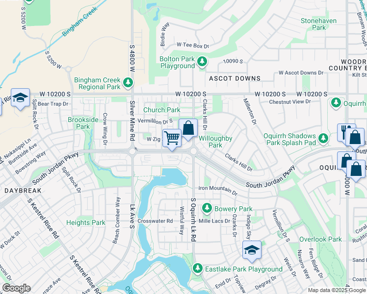 map of restaurants, bars, coffee shops, grocery stores, and more near in South Jordan