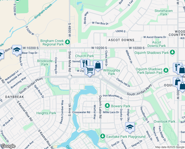 map of restaurants, bars, coffee shops, grocery stores, and more near in South Jordan