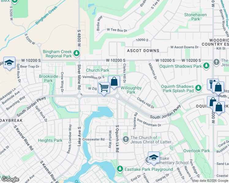 map of restaurants, bars, coffee shops, grocery stores, and more near in South Jordan