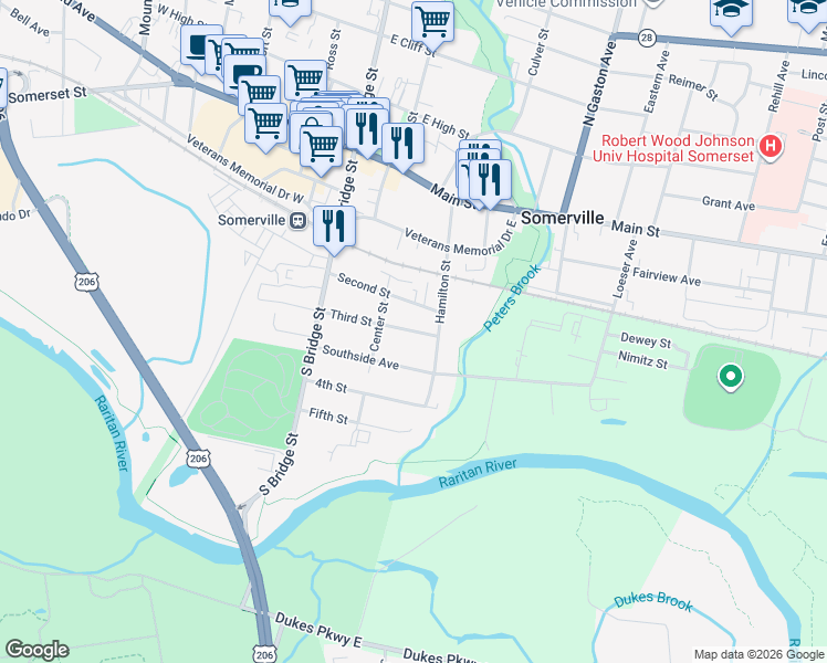 map of restaurants, bars, coffee shops, grocery stores, and more near 67 3rd Street in Somerville