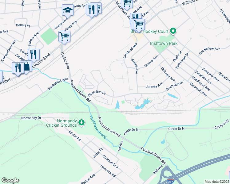 map of restaurants, bars, coffee shops, grocery stores, and more near 12 Forest Drive in Piscataway