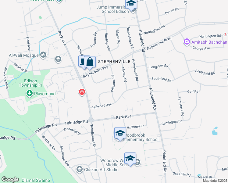 map of restaurants, bars, coffee shops, grocery stores, and more near 17 Dana Circle in Edison