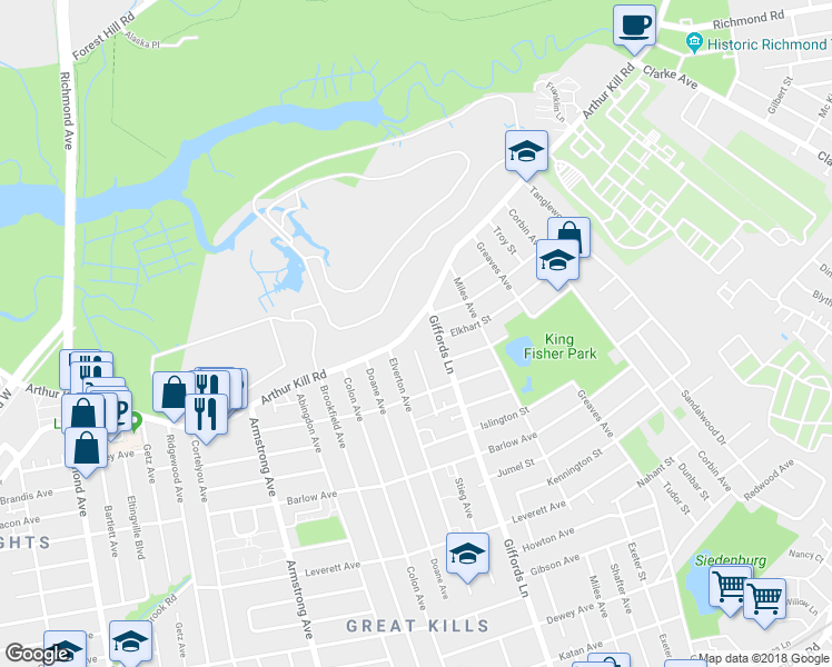 map of restaurants, bars, coffee shops, grocery stores, and more near 464 Arthur Kill Road in Staten Island