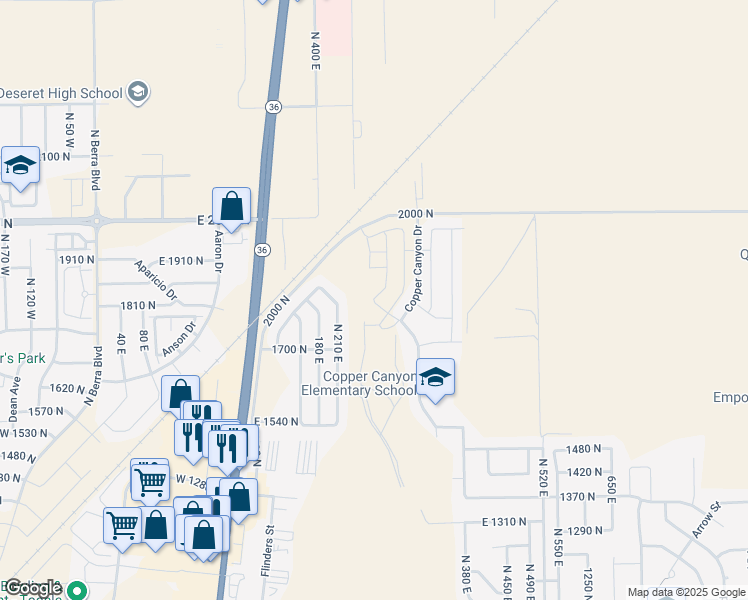 map of restaurants, bars, coffee shops, grocery stores, and more near 1769 North Patchwork Avenue in Tooele