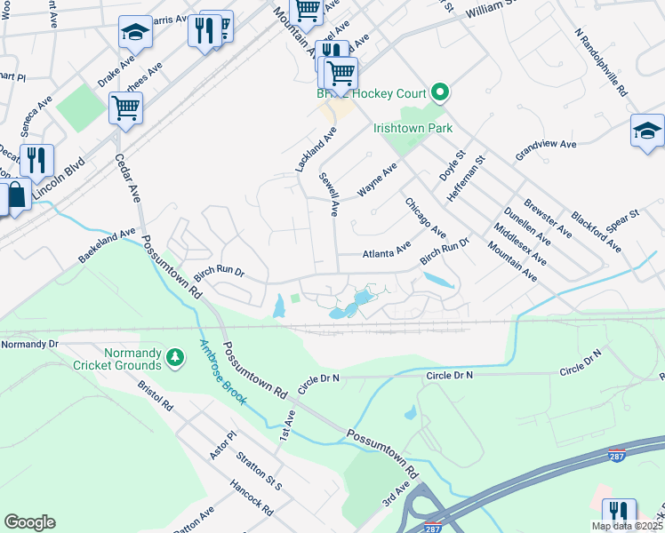 map of restaurants, bars, coffee shops, grocery stores, and more near 82 Sewell Avenue in Piscataway