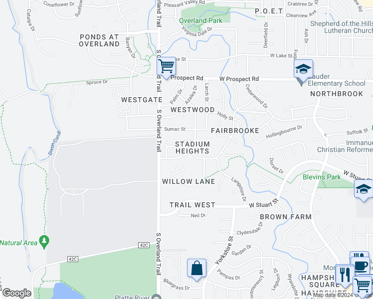 map of restaurants, bars, coffee shops, grocery stores, and more near 1919 Pecan Street in Fort Collins