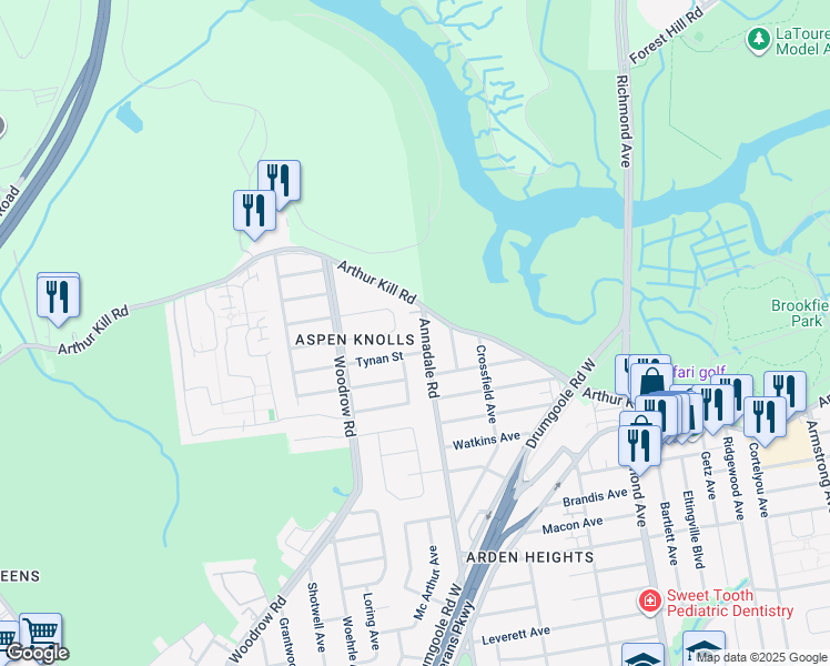 map of restaurants, bars, coffee shops, grocery stores, and more near 30 Annadale Road in Staten Island