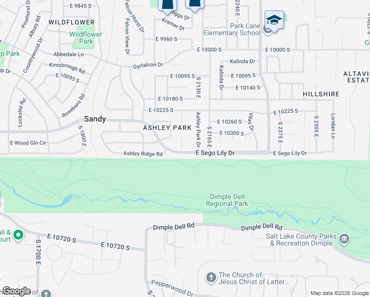 map of restaurants, bars, coffee shops, grocery stores, and more near 10363 Ashley Meadows Circle in Sandy