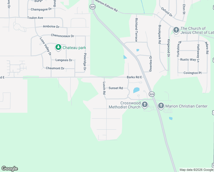 map of restaurants, bars, coffee shops, grocery stores, and more near 1324 Lusch Road in Marion