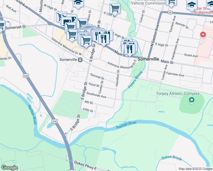 map of restaurants, bars, coffee shops, grocery stores, and more near 67 3rd Street in Somerville