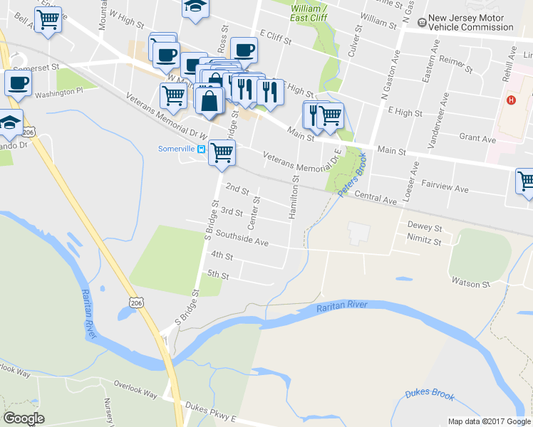 map of restaurants, bars, coffee shops, grocery stores, and more near 67 3rd Street in Somerville
