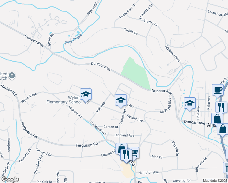 map of restaurants, bars, coffee shops, grocery stores, and more near 4001 Forest Avenue in Allison Park