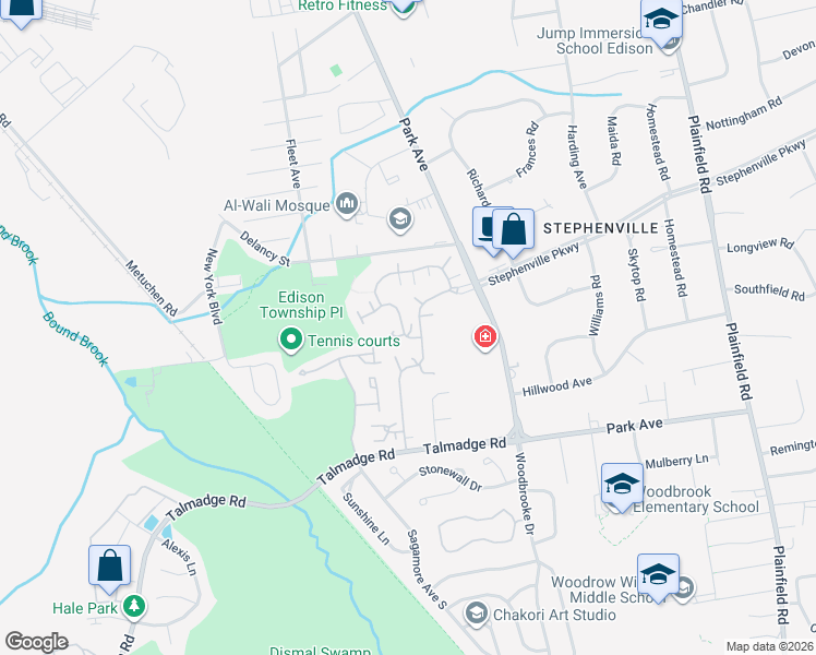 map of restaurants, bars, coffee shops, grocery stores, and more near 25 Carriage Place in Edison