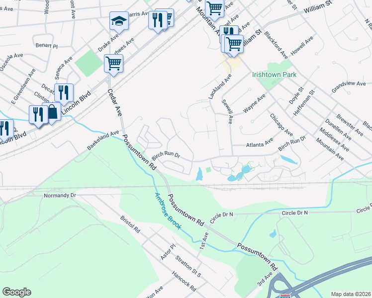 map of restaurants, bars, coffee shops, grocery stores, and more near 40 Forest Drive in Piscataway Township