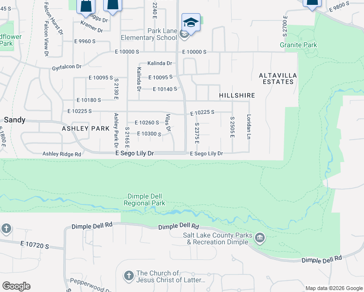 map of restaurants, bars, coffee shops, grocery stores, and more near 10375 Eastdell Drive in Sandy