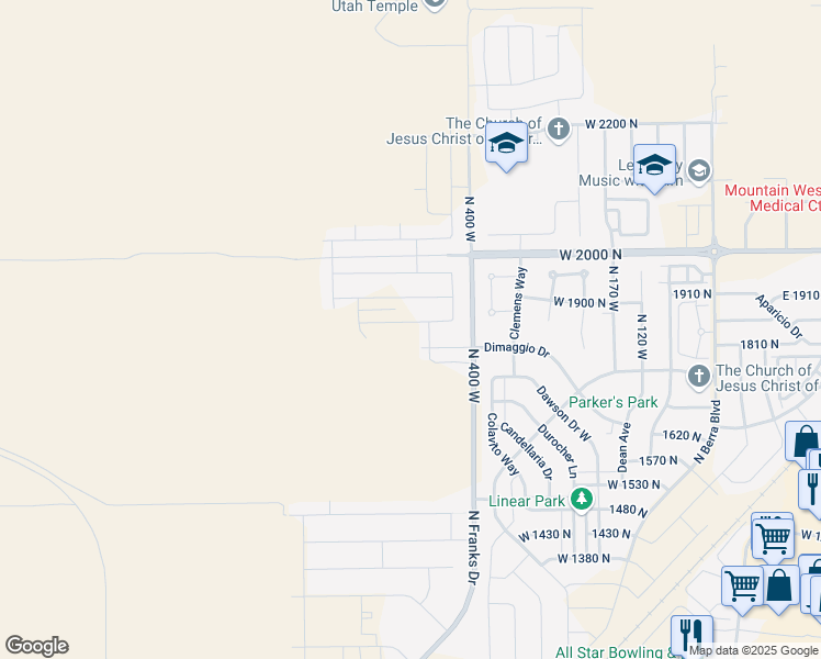 map of restaurants, bars, coffee shops, grocery stores, and more near 491 West 1860 North in Tooele