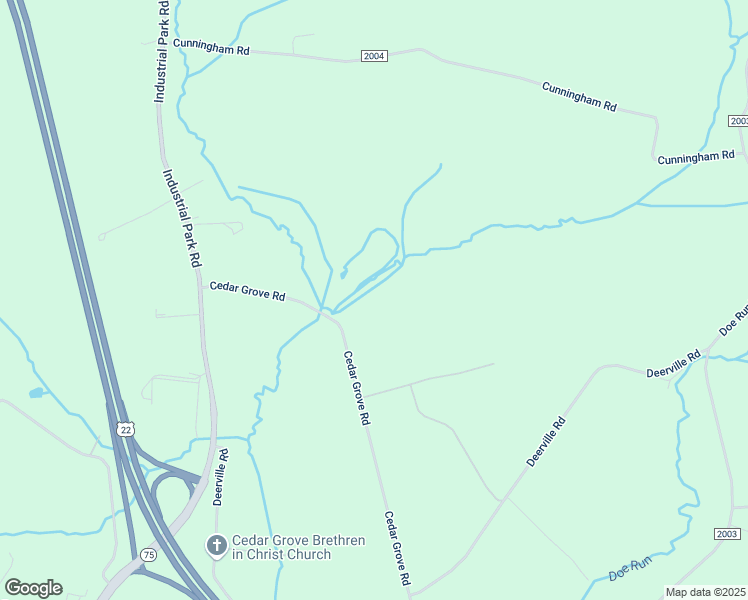 map of restaurants, bars, coffee shops, grocery stores, and more near 467 Cedar Grove Road in Mifflintown