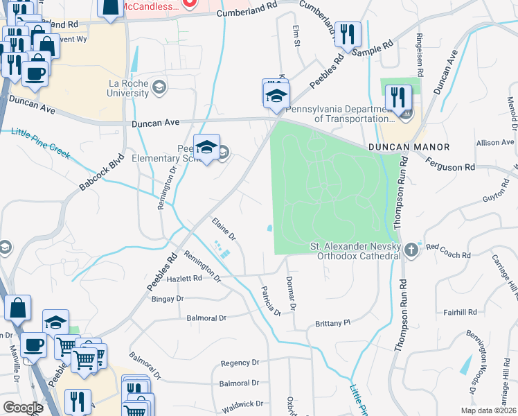 map of restaurants, bars, coffee shops, grocery stores, and more near 8312 Tanglewood Road in Pittsburgh