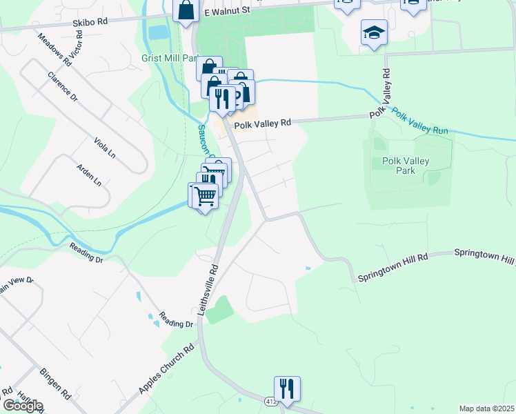 map of restaurants, bars, coffee shops, grocery stores, and more near 1986 Springtown Hill Road in Hellertown