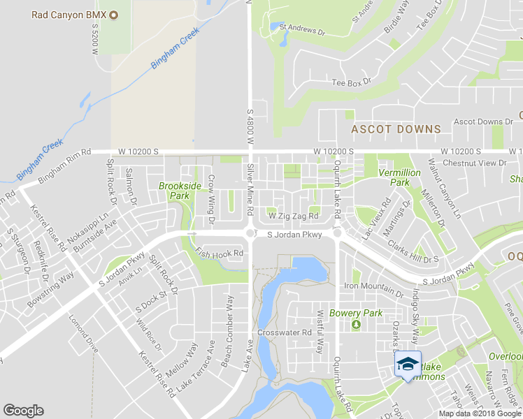 map of restaurants, bars, coffee shops, grocery stores, and more near 10346 Clavey Lane in South Jordan