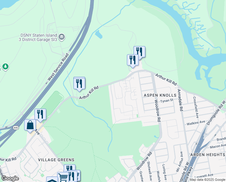 map of restaurants, bars, coffee shops, grocery stores, and more near 685 Ilyssa Way in Staten Island