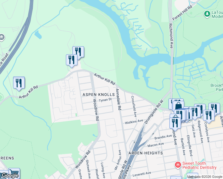 map of restaurants, bars, coffee shops, grocery stores, and more near 30 Annadale Road in Staten Island