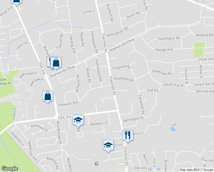 map of restaurants, bars, coffee shops, grocery stores, and more near 40 Hillwood Avenue in Edison