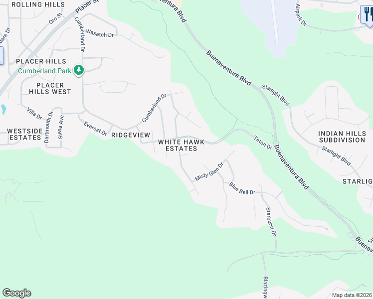map of restaurants, bars, coffee shops, grocery stores, and more near 3675 Seasons Court in Redding