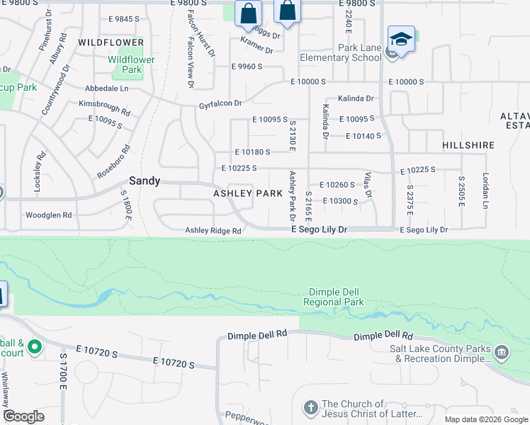 map of restaurants, bars, coffee shops, grocery stores, and more near 2105 Sego Lily Drive in Sandy