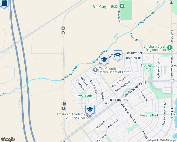 map of restaurants, bars, coffee shops, grocery stores, and more near 10328 Yellow Knife Way in South Jordan