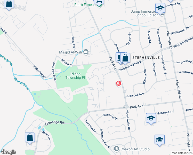 map of restaurants, bars, coffee shops, grocery stores, and more near 61 Carriage Place in Edison