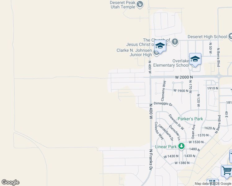 map of restaurants, bars, coffee shops, grocery stores, and more near 1887 North Maris Street in Tooele