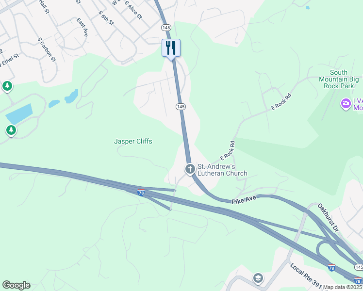 map of restaurants, bars, coffee shops, grocery stores, and more near 3000 S Pike Ave in Allentown